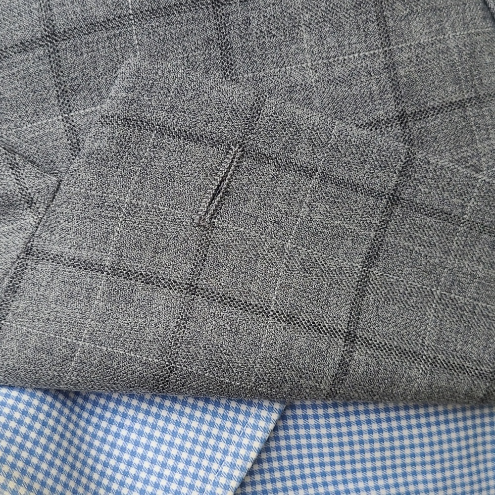 HICKEY FREEMAN Beacon Grey Plaid Worsted Wool Silk Blend‎ 38 R Sport Coat Blazer - Picture 3 of 10